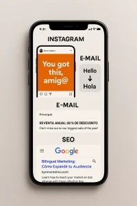 Ejemplos de cómo aplicar el marketing bilingüe para empresas en redes sociales, email y SEO para conectar con clientes 2