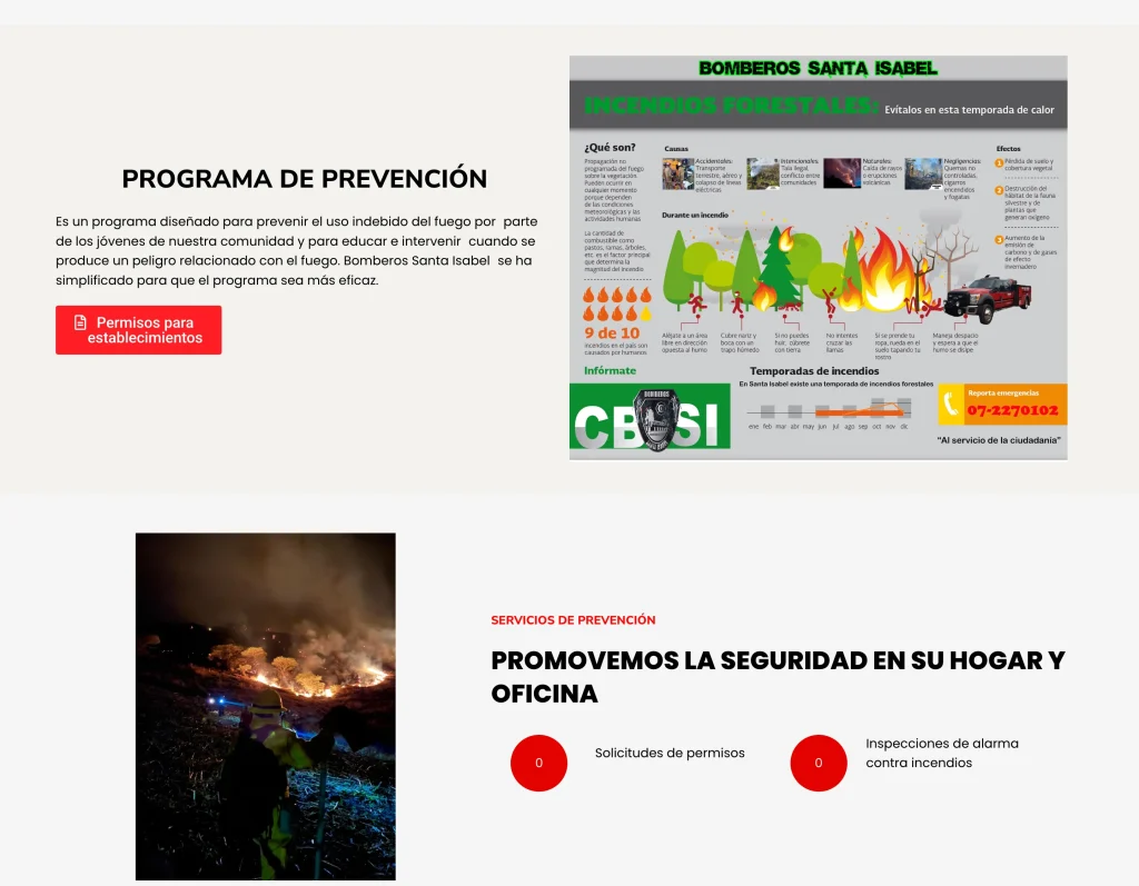 Programa de Prevención de incendios forestales y digitalización permisos de funcionamiento.