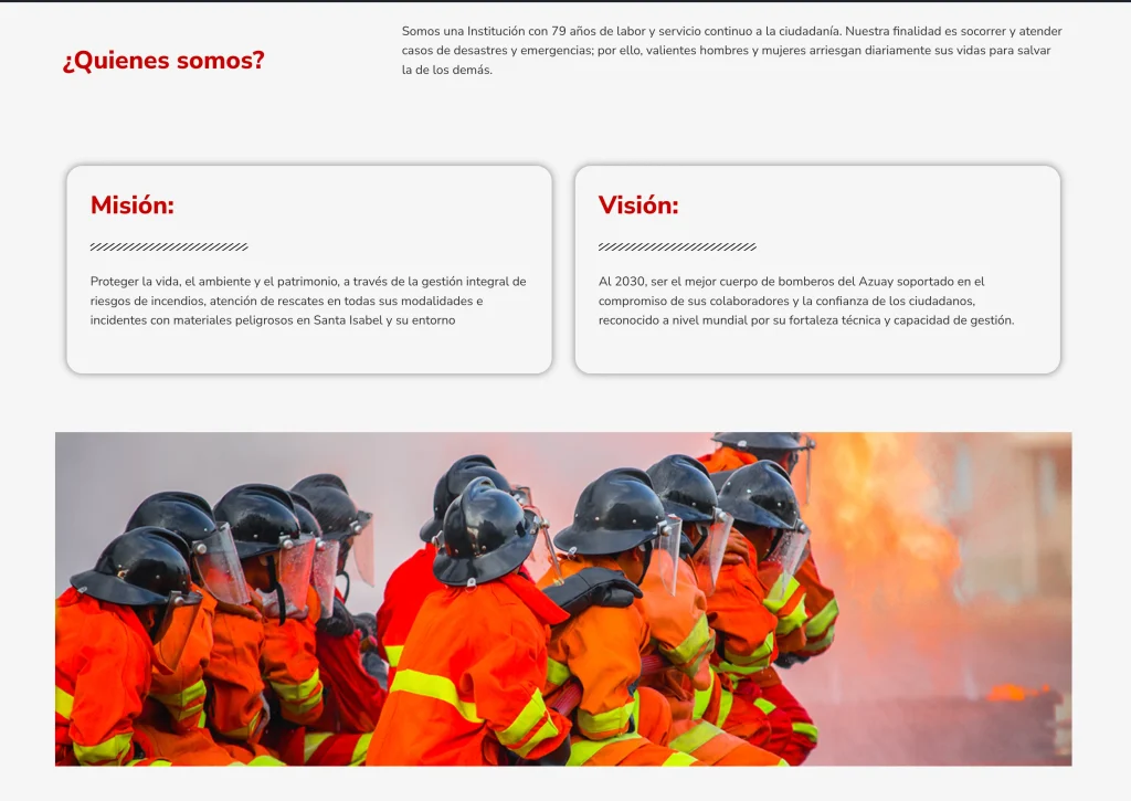 Misión y Visión del Cuerpo de Bomberos de Santa Isabel.