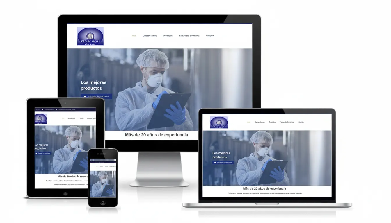 Mockup responsive web Freire & Mejía. Caso de éxito SEO B2B insumos químicos.
