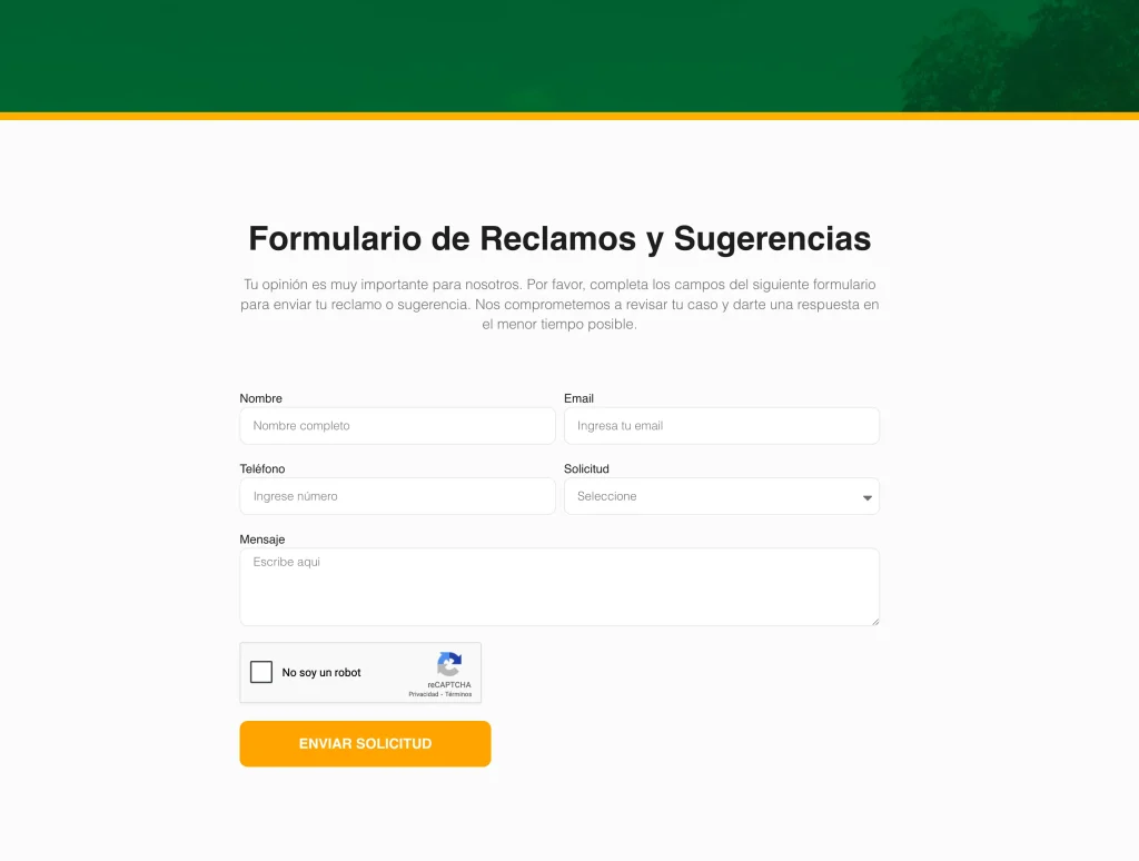 Formulario de Reclamos y Sugerencias en la web GAD municipal Santa Isabel.