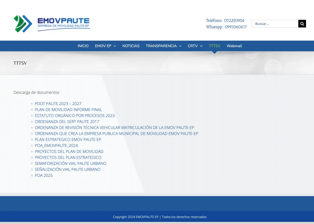 Descarga del PAC (Plan Anual de Contrataciones) de EMOV PAUTE EP. Transparencia LOTAIP.