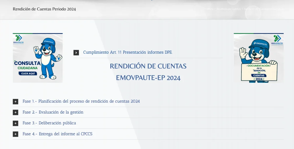 Módulo de Rendición de Cuentas 2024 de EMOV PAUTE EP. Cumplimiento LOTAIP.