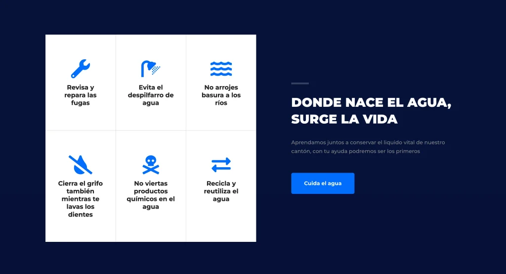 Módulo "Donde nace el agua, surge la vida" del sitio web Emapaz.