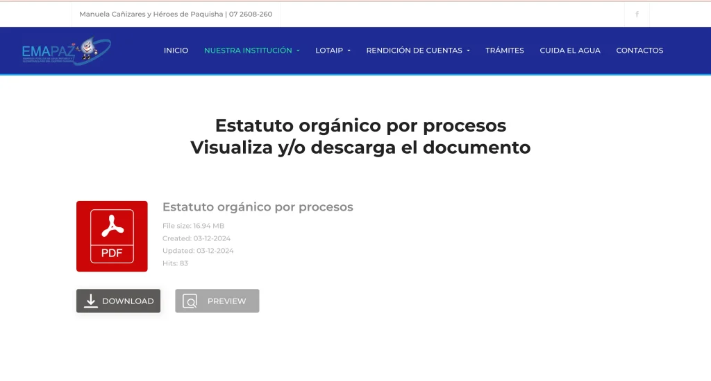 Módulo de Trámites Frecuentes de Emapaz: Acometida de Servicio y Alcantarillado.