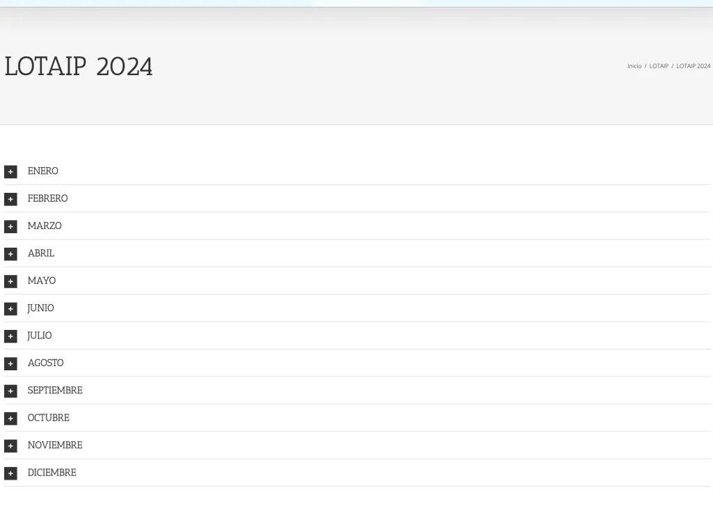 Módulo LOTAIP 2024 de la web Consejo Cantonal de Protección de Derechos. Transparencia mensual.