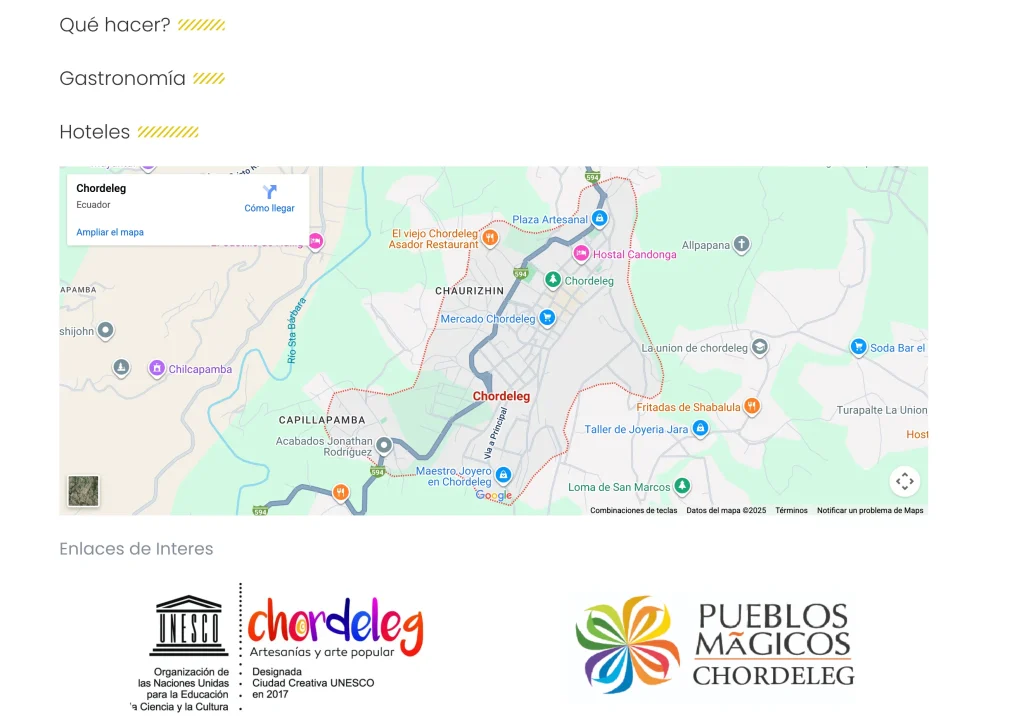 Mapa de Servicios y Enlaces UNESCO de Chordeleg