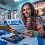 Una persona usando la calculadora de salario en su computadora para ver su sueldo neto en 2026